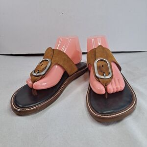 Rag & Bone Cuoro Brown Ansley Suede Buckle Thong Sandal sz 39.5 (US 9.5)